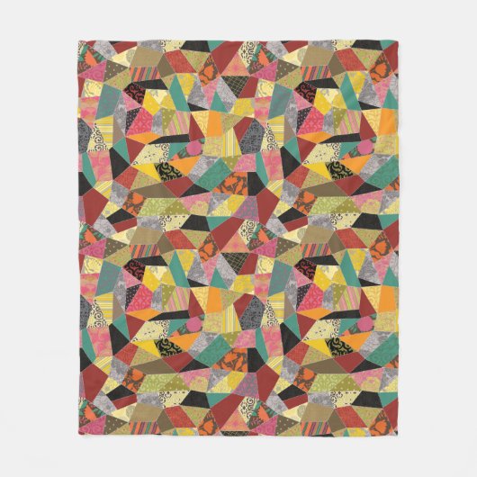 Kleurrijke Crazy Quilt Patchwork Patroon Fleece Deken (Voorkant)
