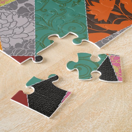 Kleurrijke Crazy Quilt Patchwork Patroon Legpuzzel (Zijkant)