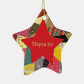 Kleurrijke Crazy Quilt Patchwork Patroon Monogram Keramisch Ornament (Rechts)