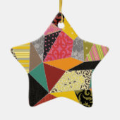 Kleurrijke Crazy Quilt Patchwork Patroon Monogram Keramisch Ornament (Achterkant)