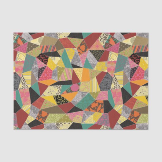 Kleurrijke Crazy Quilt Patchwork Patroon Tissuepapier (Voorkant)