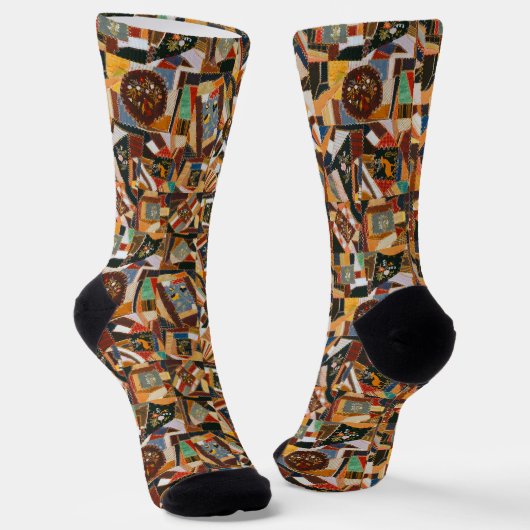 kleurrijke Crazy Quilt Sokken (Gebogen)