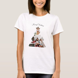 Kleurrijke creatieve minimale kerstboom foto t-shirt