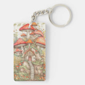 Kleurrijke Creatieve Mushroom Hut Illustratie Sleutelhanger (achterkant)
