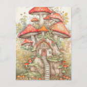 Kleurrijke creatieve paddenstoel dorp illustratie briefkaart (Voorkant)