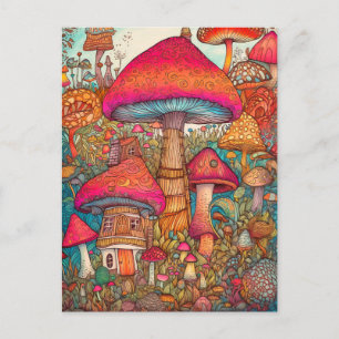 Kleurrijke creatieve psychedelische paddenstoelen  briefkaart