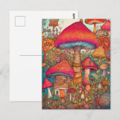 Kleurrijke creatieve psychedelische paddenstoelen briefkaart (Voorkant / Achterkant)