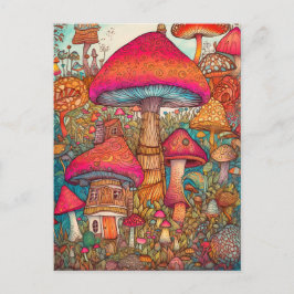 Kleurrijke Creatieve Psychedelische Paddenstoelen Briefkaart