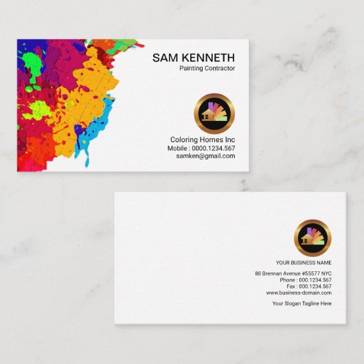 Kleurrijke, creatieve verfschilderschilderverf visitekaartje (Voorkant / Achterkant)