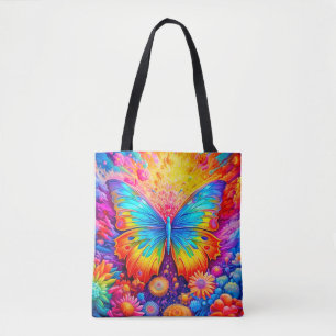 Kleurrijke creatieve vlinder kunst illustratie tote bag
