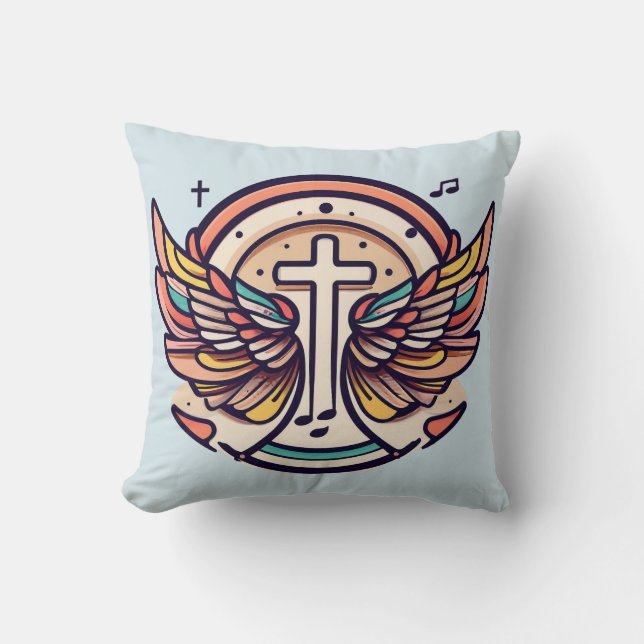 Kleurrijke Cross Agnel Wings verheugen zich Kussen (Voorkant)