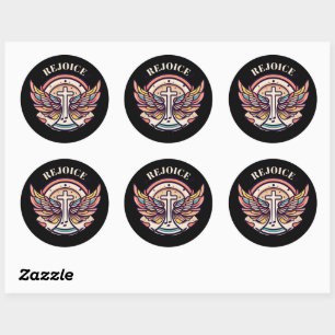 Kleurrijke Cross Agnel Wings verheugen zich Ronde Sticker