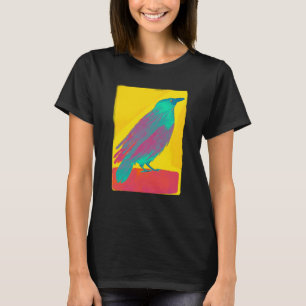 Kleurrijke Crow Waterverf T-shirt