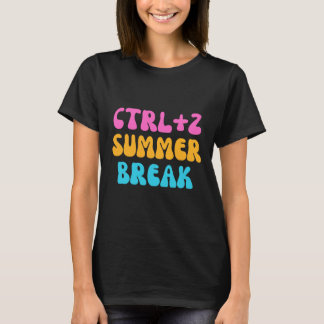 Kleurrijke ctrl+z zomervakantie - terug naar schoo t-shirt