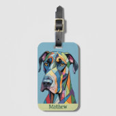 Kleurrijke Cubistische Dog Argent  Bagagelabel (Voorkant (verticaal))