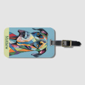 Kleurrijke Cubistische Dog  Bagagelabel (Voorkant (horizontaal))