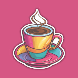 Kleurrijke Cup met Zwarte Koffie Waterdicht Sticker