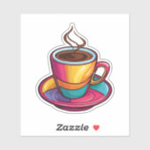 Kleurrijke Cup met Zwarte Koffie Waterdicht Sticker (Vel)