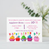 Kleurrijke Cupcake - 3x5 Meisje Verjaardag Kaart (Staand voorkant)