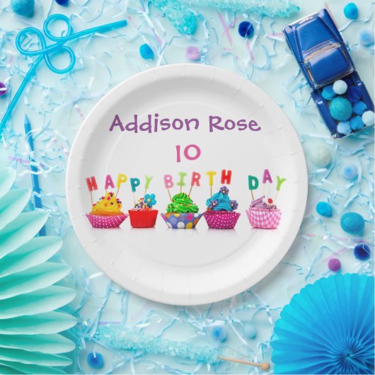 Kleurrijke Cupcake - 9" Bord (Feest)