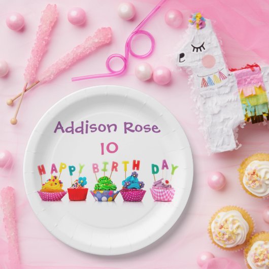 Kleurrijke Cupcake - 9" Bord (Feest)