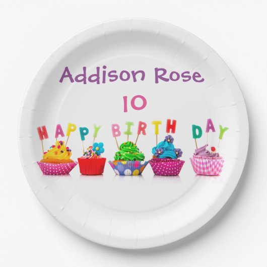 Kleurrijke Cupcake - 9" Bord (Voorkant)