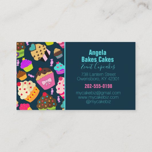 Kleurrijke Cupcake Bakkerij Visitekaartje (Achterkant)