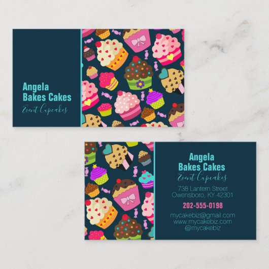 Kleurrijke Cupcake Bakkerij Visitekaartje (Voorkant / Achterkant)
