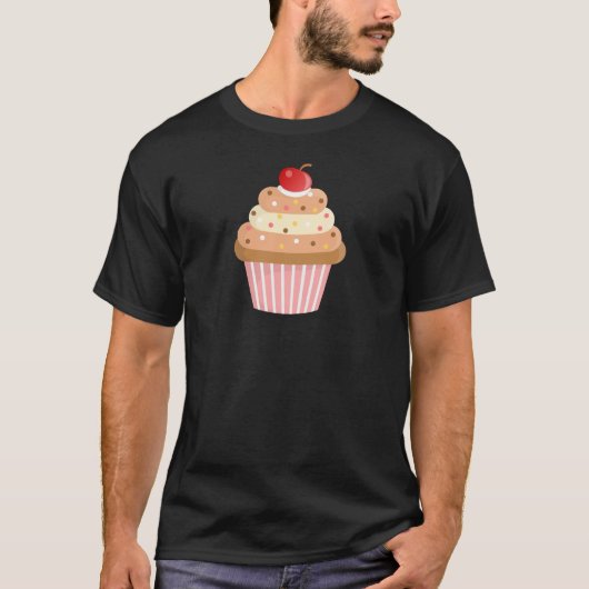 Kleurrijke Cupcake Cherry Topping T-shirt (Voorkant)