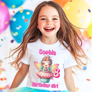 Kleurrijke cupcake fee vlinder verjaardag  t-shirt