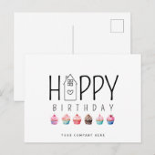 Kleurrijke Cupcake Huis Gelukkige Verjaardag Reali Briefkaart (Voorkant / Achterkant)