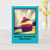 Kleurrijke cupcake met Cherry bovenaan Kaart (Gele Bloem)