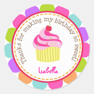 Kleurrijke Cupcake Verjaardagsfeestje Favor Sticke Ronde Sticker