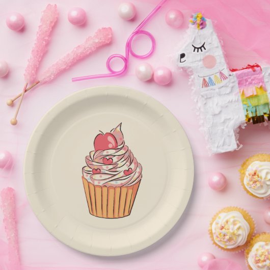 Kleurrijke cupcake werk mijlpaal viering papieren bordje (Feest)