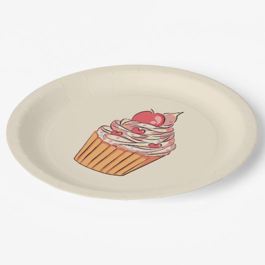 Kleurrijke cupcake werk mijlpaal viering papieren bordje (Gekanteld)