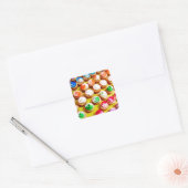 Kleurrijke cupcakes bakken vierkante sticker (Envelop)