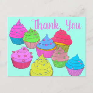 Kleurrijke Cupcakes Bedankt 2 Briefkaart