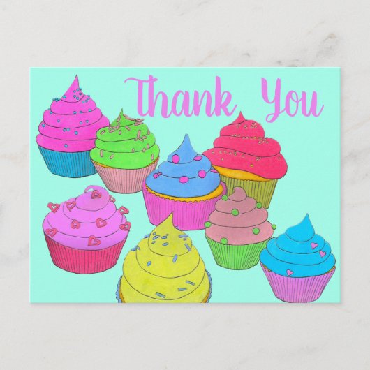 Kleurrijke Cupcakes Dank Je 2 Briefkaart (Voorkant)