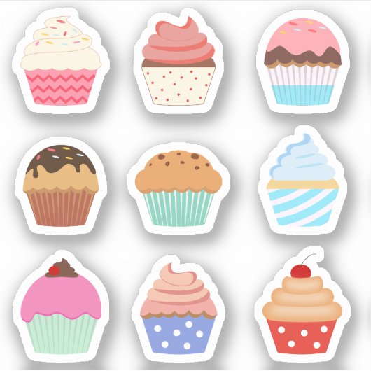 Kleurrijke Cupcakes Muffins Decoratieve Planner Sticker (Voorkant)