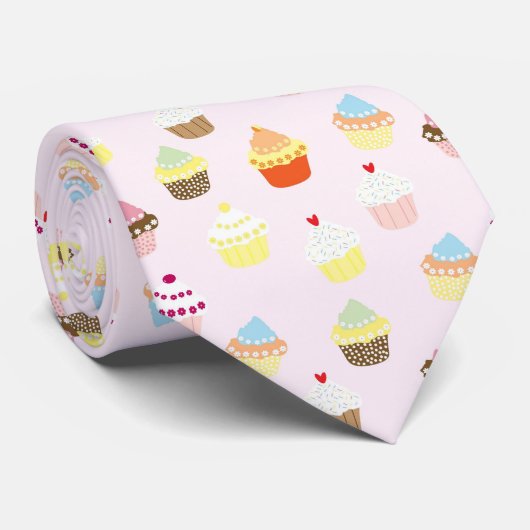 Kleurrijke Cupcakes Patroon Stropdas (Opgerold)