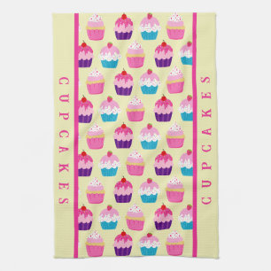 Kleurrijke Cupcakes Patroon, Zoete Traktaties Theedoek