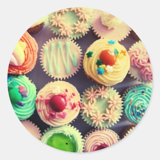 Kleurrijke cupcakes sticker (Voorkant)
