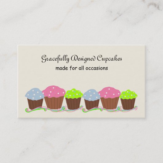 Kleurrijke Cupcakes Visitekaartje (Voorkant)