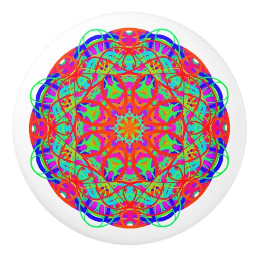 Kleurrijke Curve Mandala Boho Keramische Knop (Voorkant)