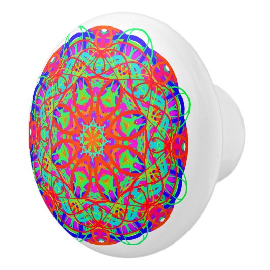 Kleurrijke Curve Mandala Boho Keramische Knop (Rechts)