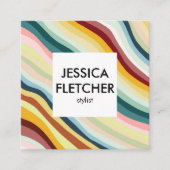 Kleurrijke curven met minimalistische sociale pict vierkante visitekaartje (Voorkant)