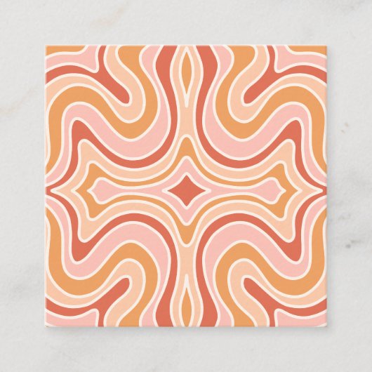 Kleurrijke Curvy Lines Abstract Retro Visitekaartj Vierkante Visitekaartje (Voorkant)