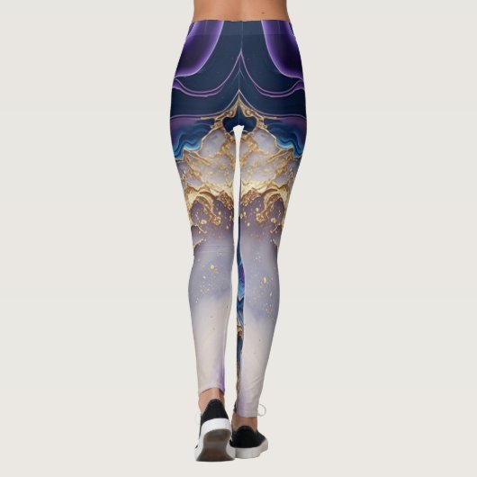 Kleurrijke Custom Branded Abstracte Waterverf Leggings (Achterkant)