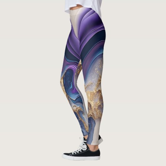 Kleurrijke Custom Branded Abstracte Waterverf Leggings (Links)