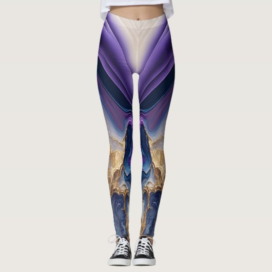Kleurrijke Custom Branded Abstracte Waterverf Leggings (Voorkant)